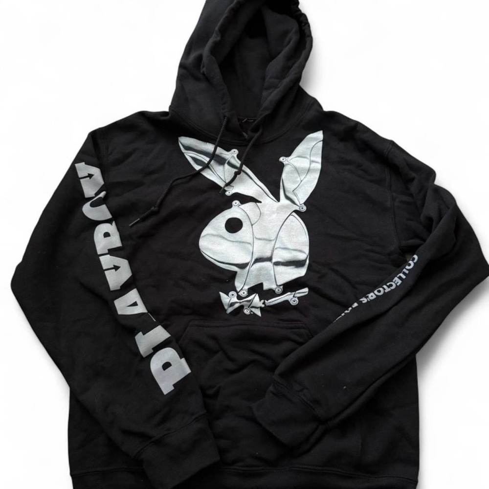 Tilly's Black Hoodie with Silver Playboy Logo